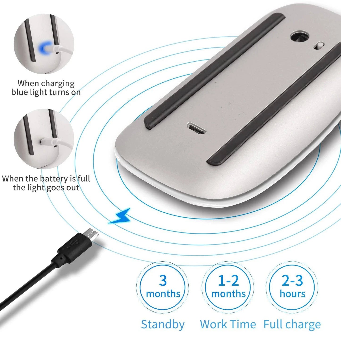 High-Quality Apple Compatible Wireless Bluetooth Magic Mouse for MacBook, iPad, Laptop, Tablet, and PC Gaming - Home Fads