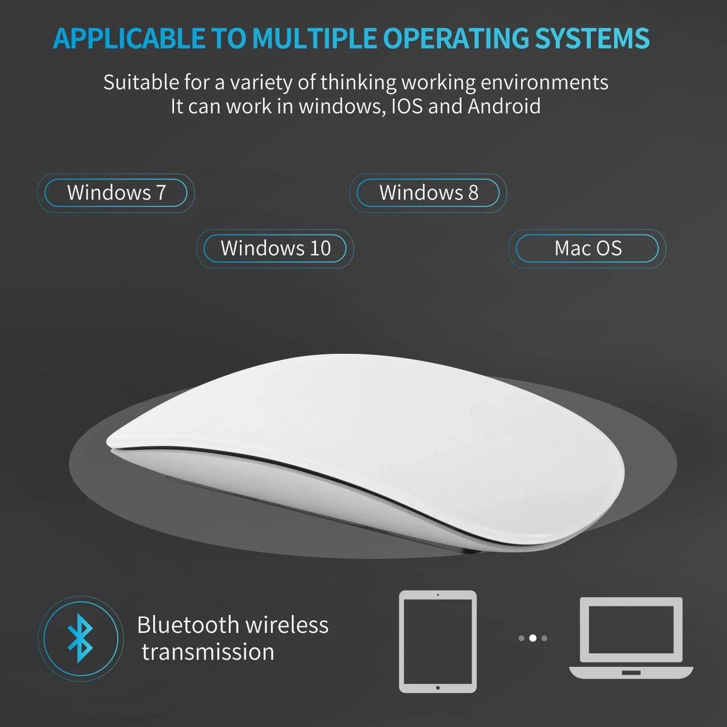 High-Quality Apple Compatible Wireless Bluetooth Magic Mouse for MacBook, iPad, Laptop, Tablet, and PC Gaming - Home Fads