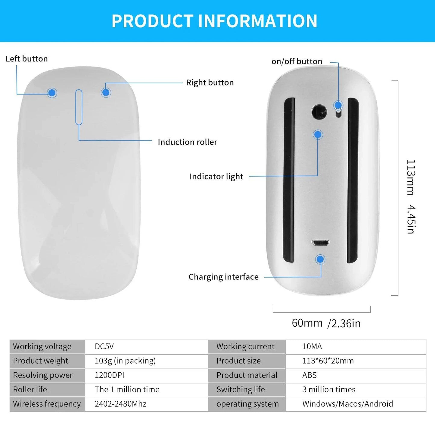 High-Quality Apple Compatible Wireless Bluetooth Magic Mouse for MacBook, iPad, Laptop, Tablet, and PC Gaming - Home Fads