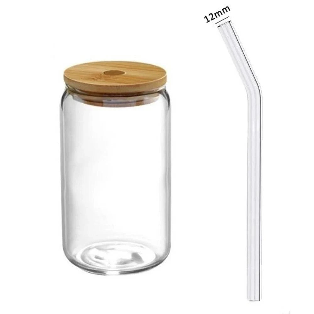 High-Quality Glass Cups with Lid and Straw Set - Versatile for Juice, Beer, Milk, Mocha, and Bubble Tea - Home Fads