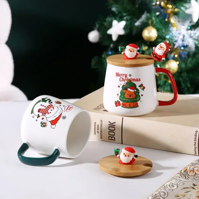 Holiday Ceramic Mug Gift Set – Mug with Lid, Spoon, and Decorative Box – Ideal for Coffee and Hot Beverages - Home Fads