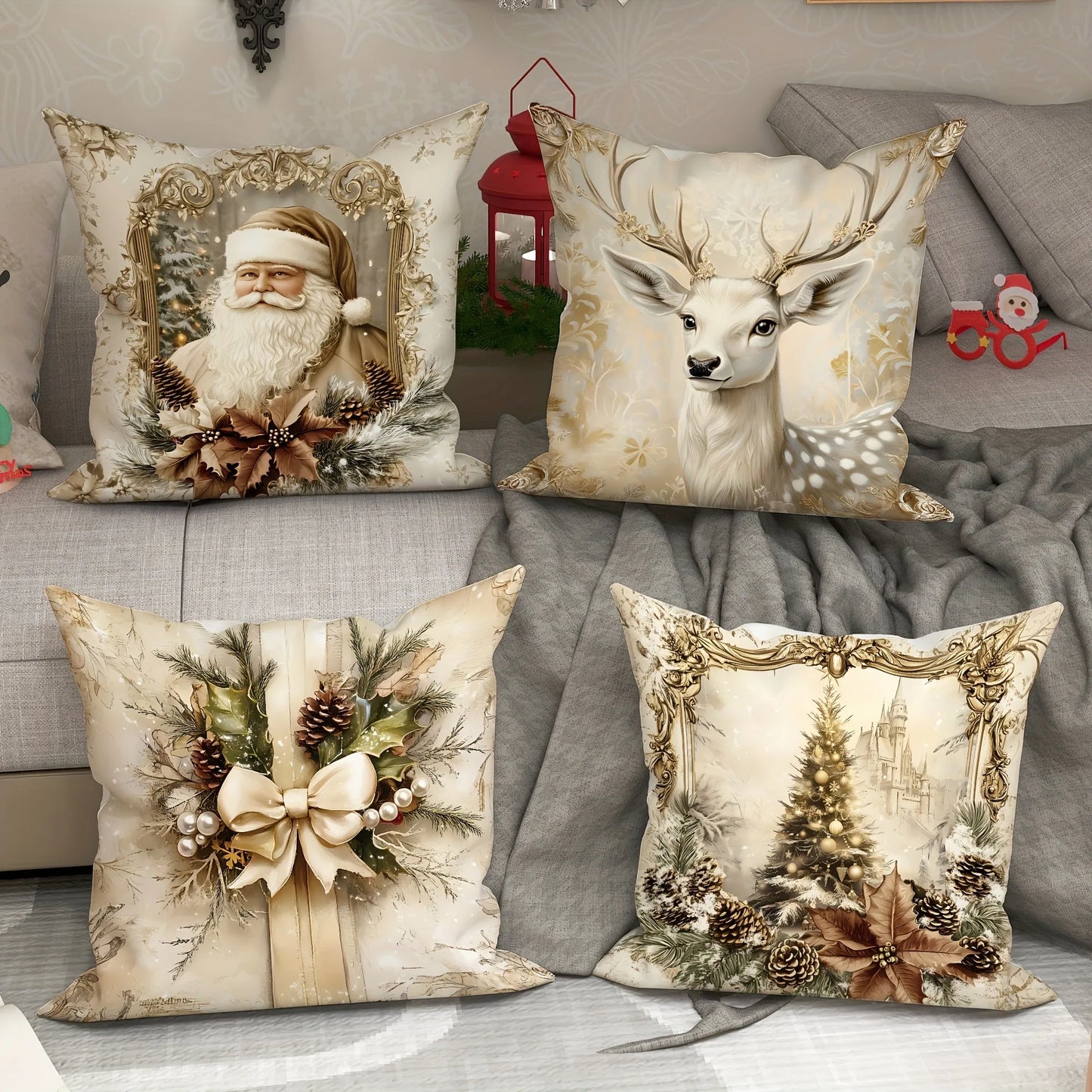 Holiday Pillow Covers – Santa, Reindeer, and Christmas Tree Decorative Cushions for Home and Sofa Décor - Home Fads