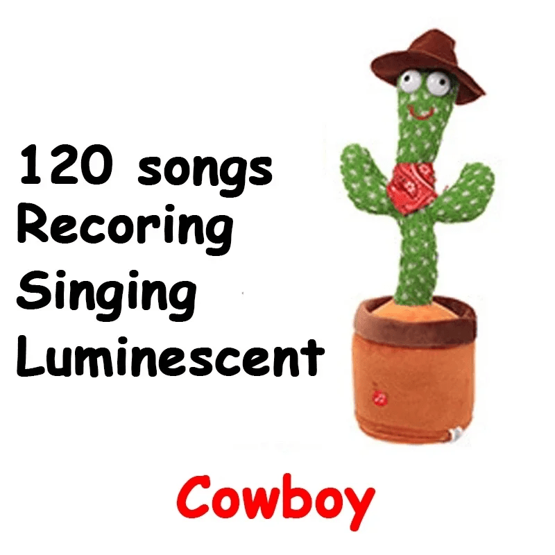 Interactive Dancing Cactus Plush Toy - Mimics Sound, Talks, Sings, and Dances - USB Recording - Early Education Gift for Kids - 7 Unique Designs - Home Fads
