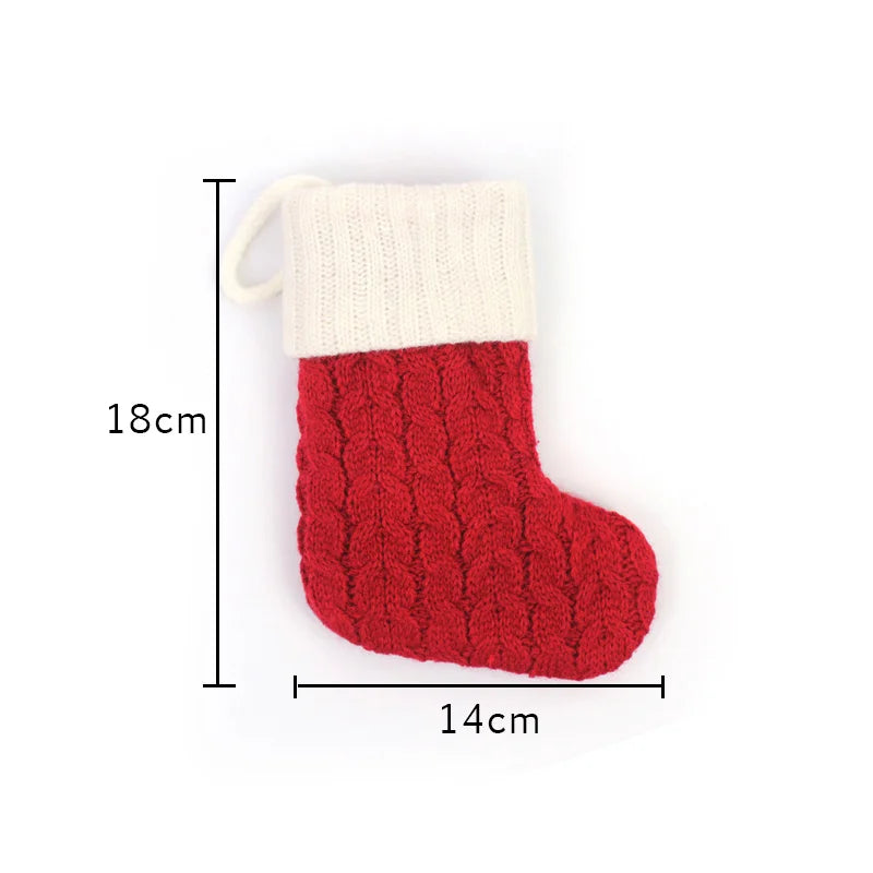 Knitted Holiday Stocking with Snowflake, Alphabet, Bear Paw, and Footprint Designs – Decorative Stocking for Tree or Home - Home Fads