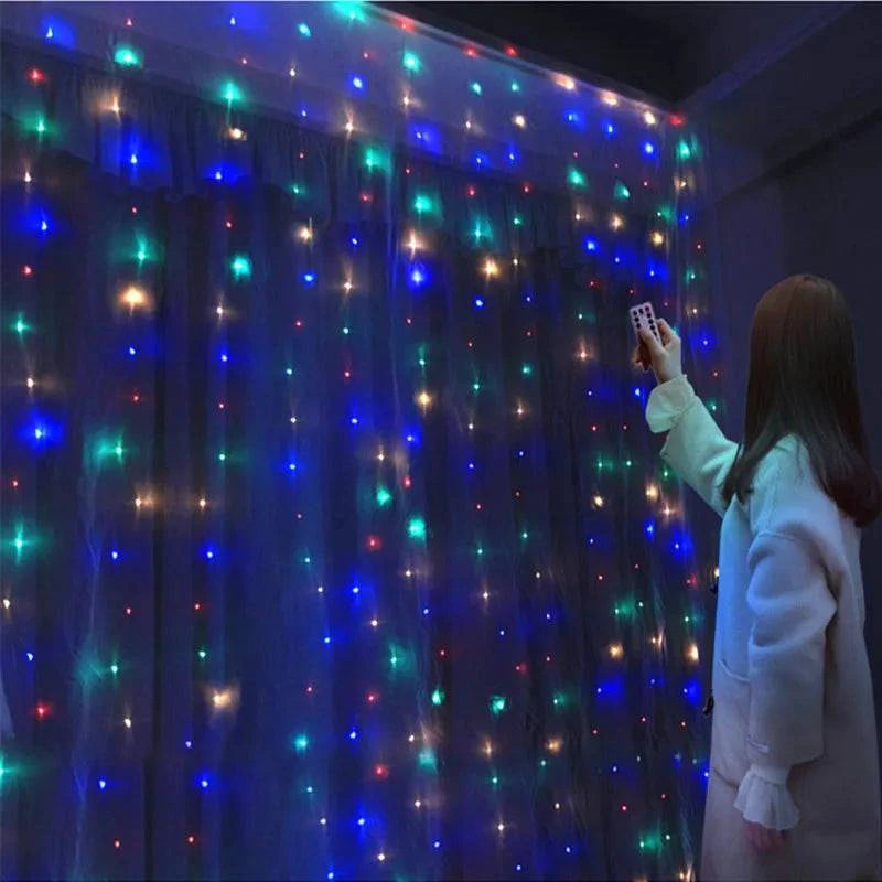 LED Curtain Garland with Remote Control - USB-Powered Fairy Lights for Various Celebrations and Events - Home Fads