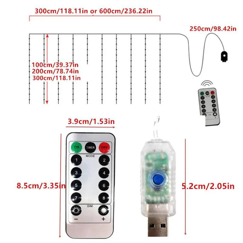 LED Curtain Garland with Remote Control - USB-Powered Fairy Lights for Various Celebrations and Events - Home Fads