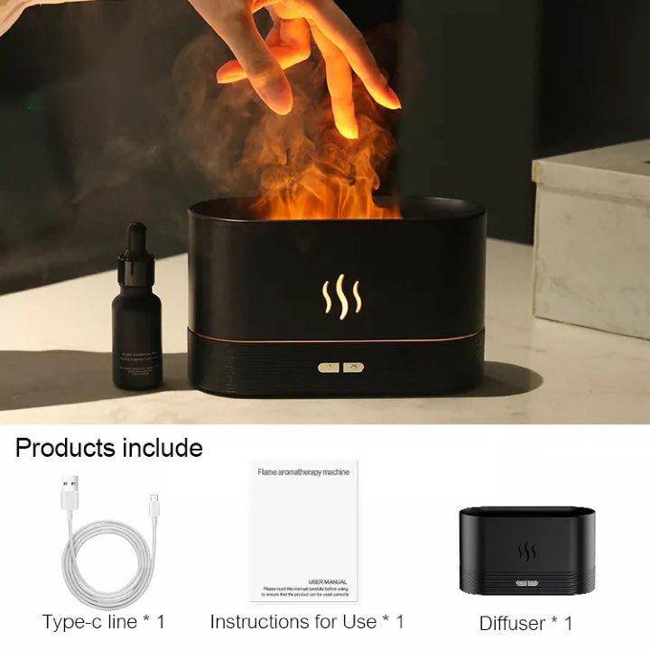 LED Flame Aromatherapy Humidifier - USB Powered Ultrasonic Air Humidifier with Colorful LED Lighting - Home Fads