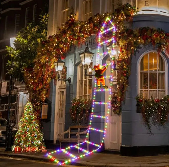 LED Santa Claus Christmas Climbing Ladder Light, USB Powered, 8 Lighting Modes, 1.5M or 3M, Warm White or Multicolor - Home Fads