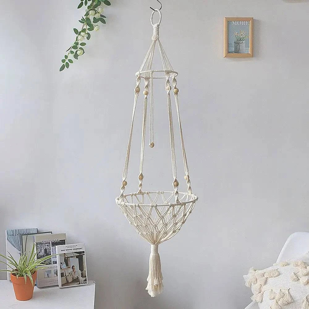 Large Macrame Cat Hammock - Handwoven Hanging Swing Bed for Cats and Small Dogs - Premium Cotton Pet Accessories - Home Fads