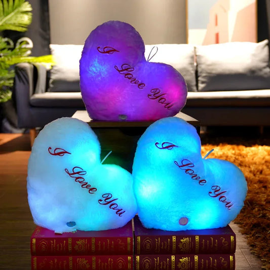 Light-Up LED Heart Plush Pillow – Soft Luminous Cushion for Room Décor, Parties, and Kids' Gifts - Home Fads