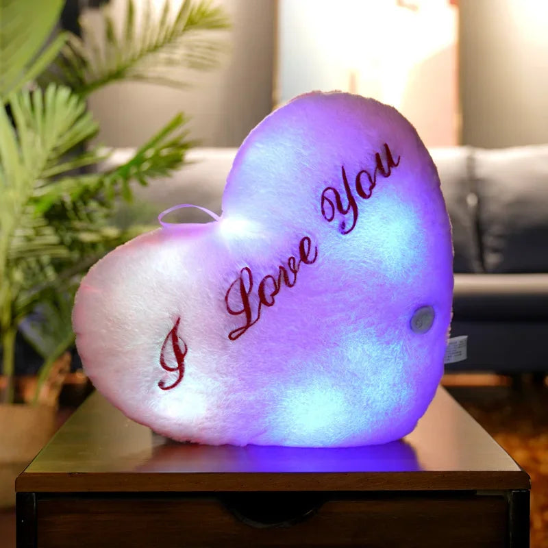 Light-Up LED Heart Plush Pillow – Soft Luminous Cushion for Room Décor, Parties, and Kids' Gifts - Home Fads