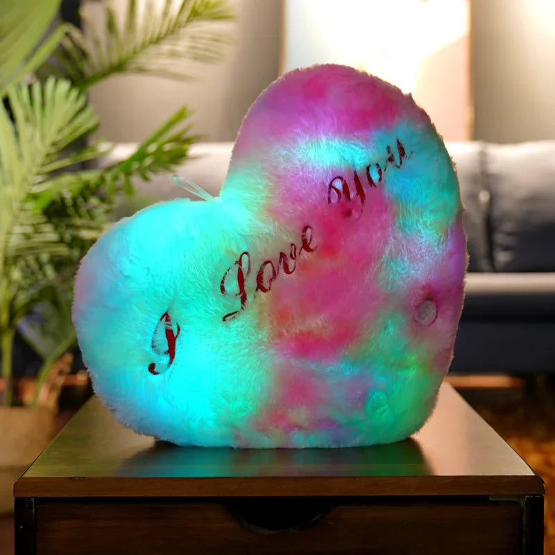 Light-Up LED Heart Plush Pillow – Soft Luminous Cushion for Room Décor, Parties, and Kids' Gifts - Home Fads