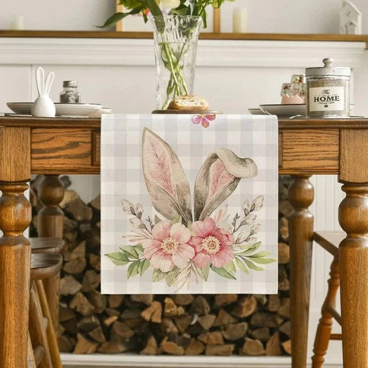 Linen Table Runner – Festive Egg and Bunny Designs – Spring Dining Table Decor - Home Fads