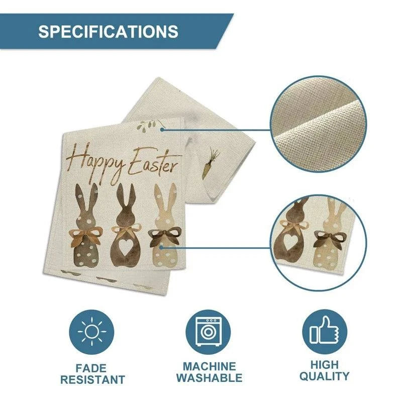 Linen Table Runner – Festive Egg and Bunny Designs – Spring Dining Table Decor - Home Fads