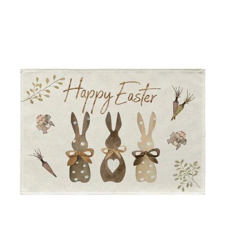 Linen Table Runner – Festive Egg and Bunny Designs – Spring Dining Table Decor - Home Fads