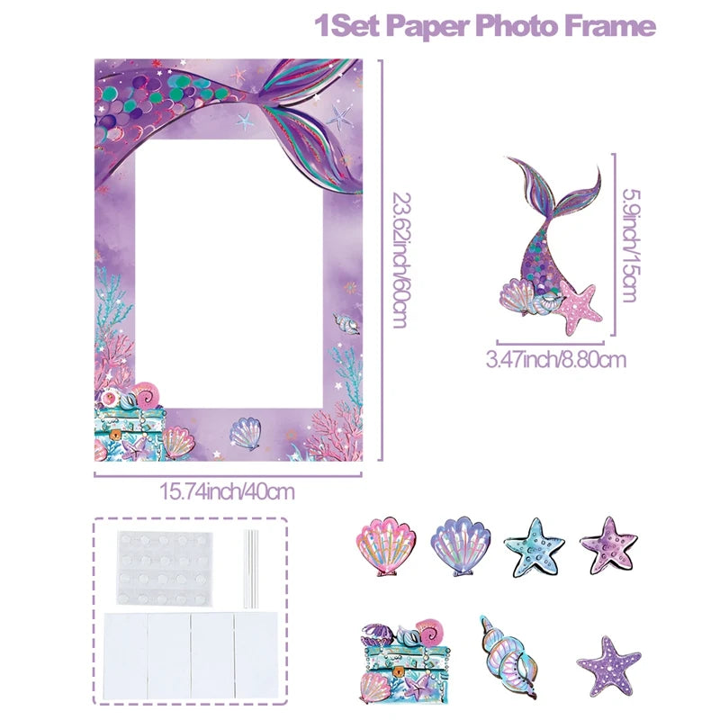 Little Mermaid-Themed Selfie Paper Photo Frame – Under the Sea Birthday Party Decor and Photo Props - Home Fads