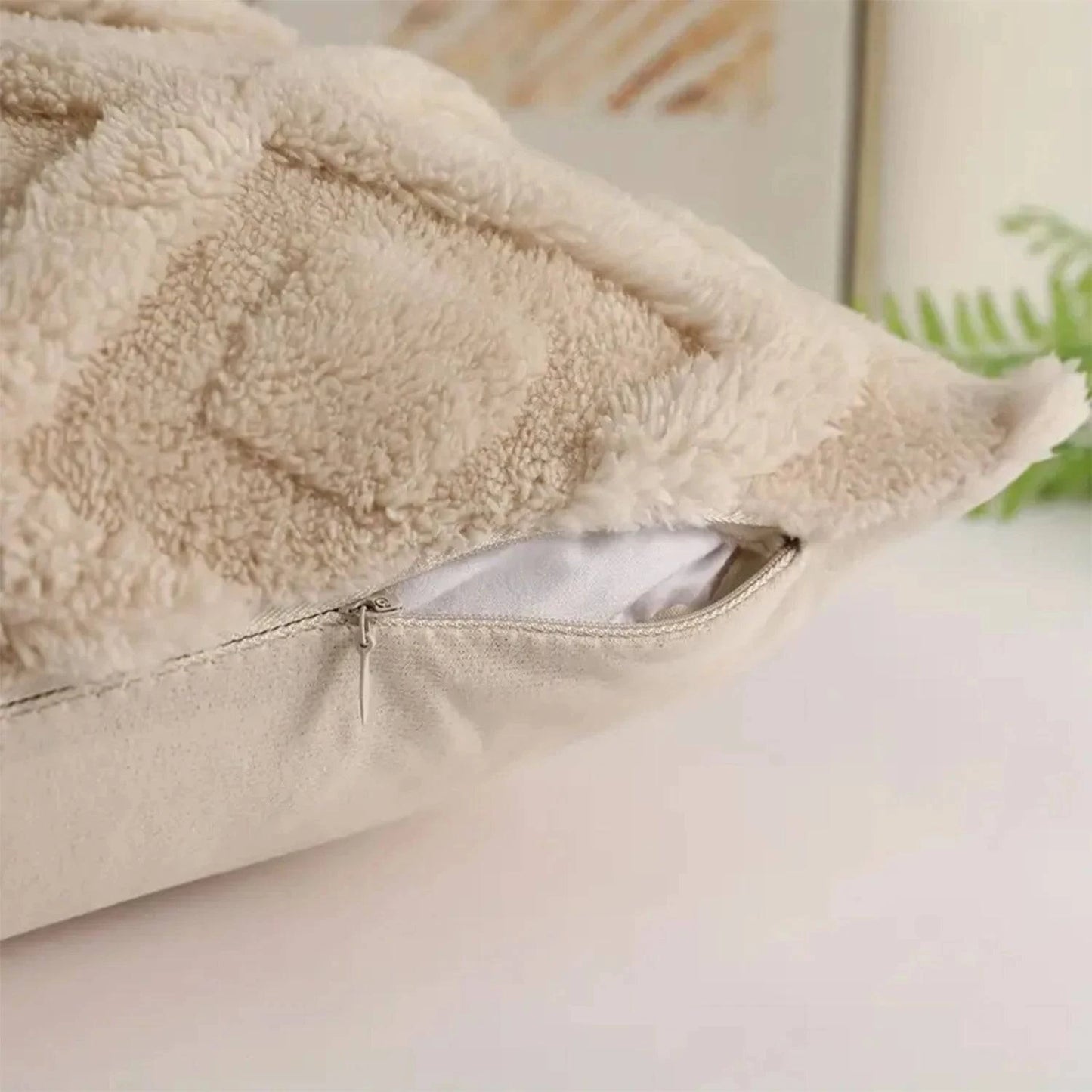 Luxurious Decorative Faux Wool Throw Pillow Cover Set: Soft Plush Short Fleece Square Patterned Cushion Cases - Available in 6 Sizes - Home Fads