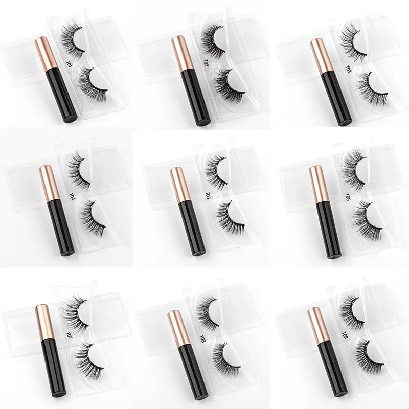 Magnetic Eyelashes Set - 1/2/3/4 Pairs with Waterproof Liquid Eyeliner, Tweezer, and Reusable Design - Home Fads