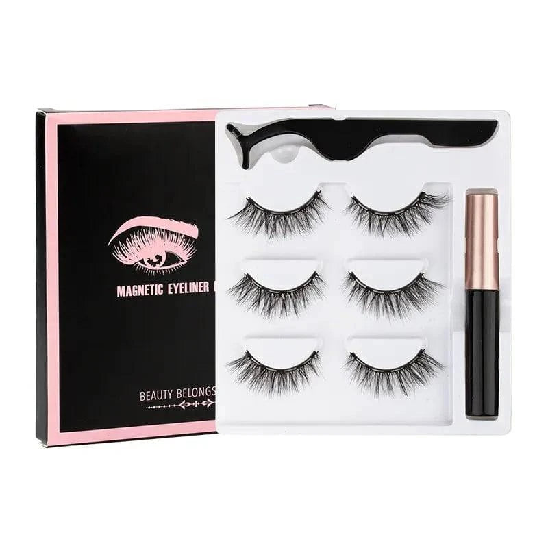 Magnetic Eyelashes Set - 1/2/3/4 Pairs with Waterproof Liquid Eyeliner, Tweezer, and Reusable Design - Home Fads