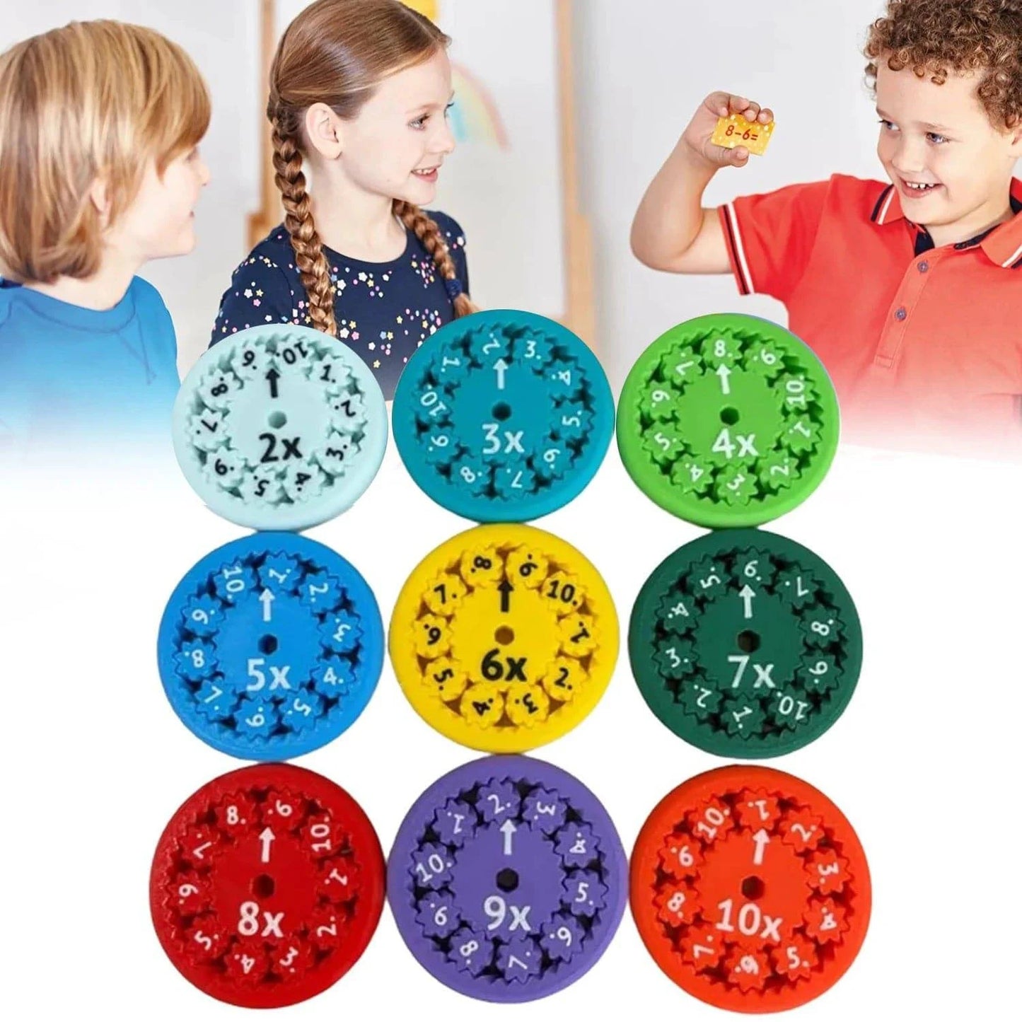 Math Fidget Spinners Set: Choose from 9 Pcs for Multiplication or 9 Pcs for Addition, Educational Toys - Home Fads