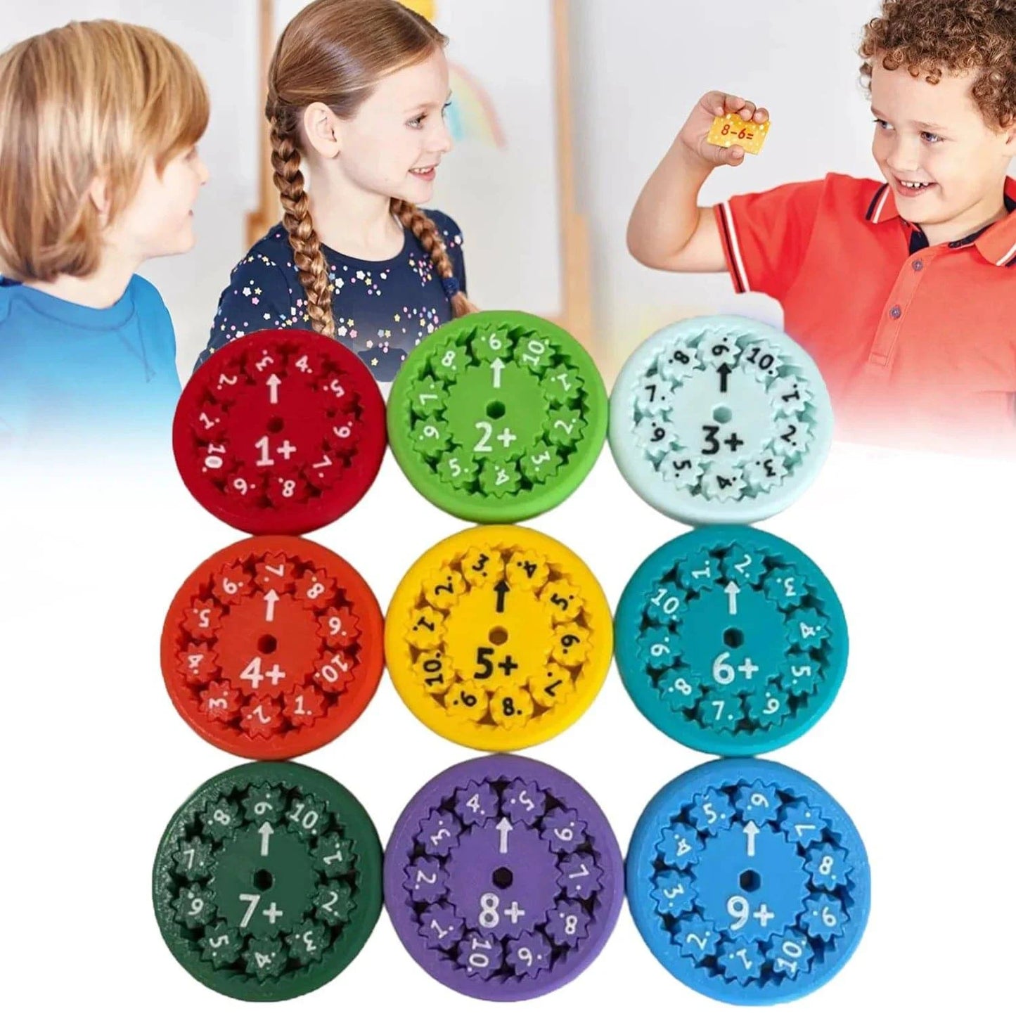 Math Fidget Spinners Set: Choose from 9 Pcs for Multiplication or 9 Pcs for Addition, Educational Toys - Home Fads