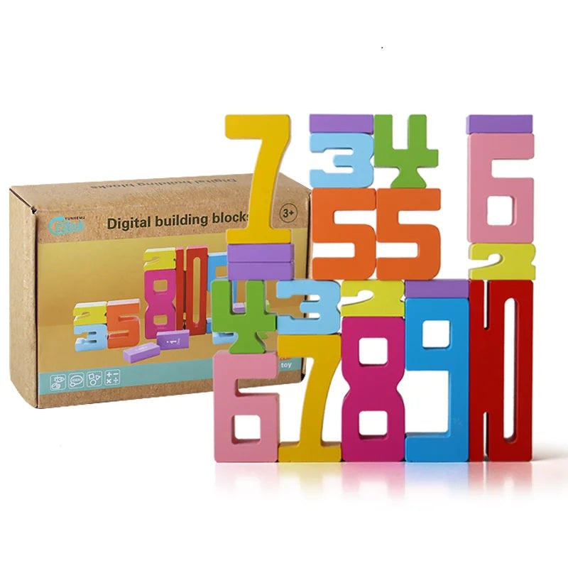 Mathematical Wooden Number Blocks – Montessori Stacking & Problem-Solving Toy for Early Learning