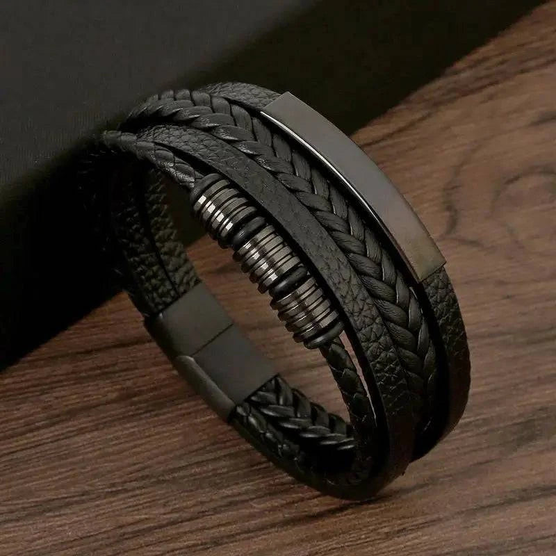 Exquisite Men's Leather Bracelet: Ideal Gift Choice - Handcrafted Multi-Layered Charm Accent - Collection 2 - Home Fads