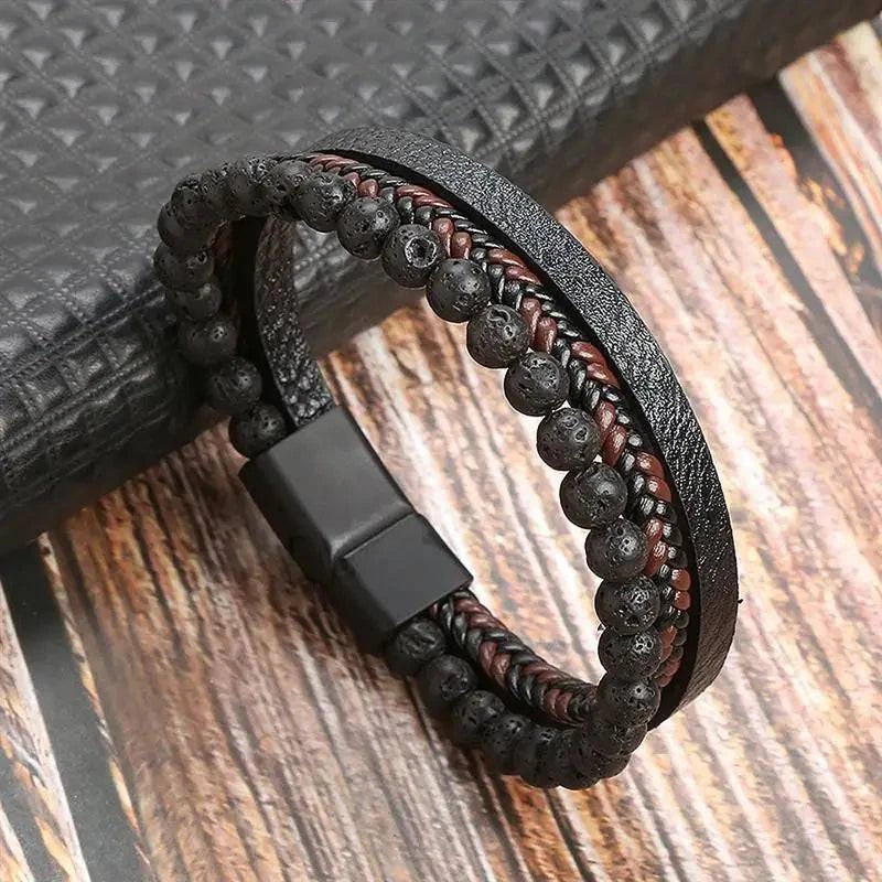 Exquisite Men's Leather Bracelet: Ideal Gift Choice - Handcrafted Multi-Layered Charm Accent - Collection 2 - Home Fads