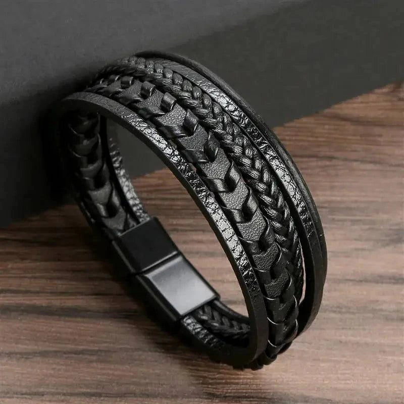 Exquisite Men's Leather Bracelet: Ideal Gift Choice - Handcrafted Multi-Layered Charm Accent - Collection 2 - Home Fads