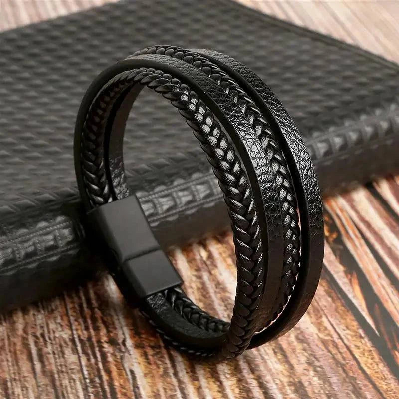 Exquisite Men's Leather Bracelet: Ideal Gift Choice - Handcrafted Multi-Layered Charm Accent - Collection 2 - Home Fads