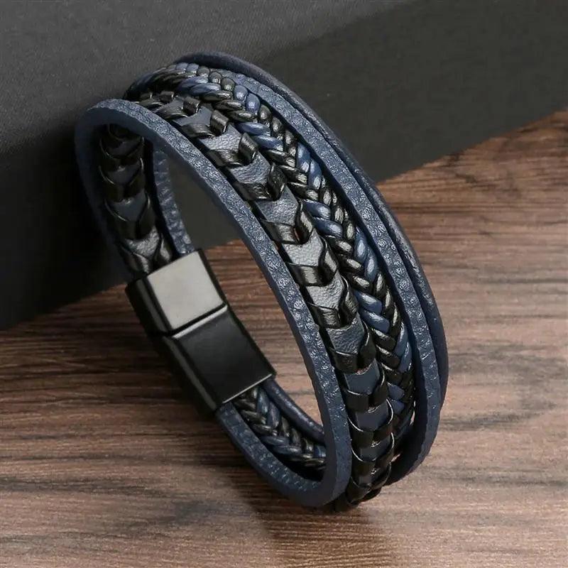 Exquisite Men's Leather Bracelet: Ideal Gift Choice - Handcrafted Multi-Layered Charm Accent - Collection 2 - Home Fads