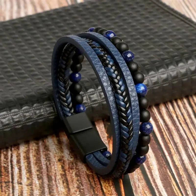 Exquisite Men's Leather Bracelet: Ideal Gift Choice - Handcrafted Multi-Layered Charm Accent - Collection 2 - Home Fads