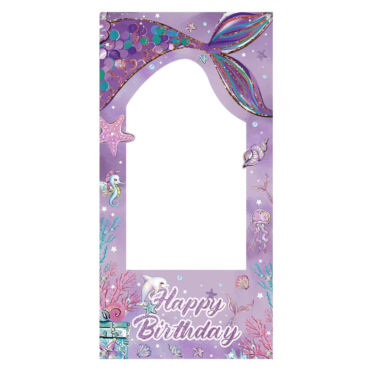 Mermaid Tail Photo Frame Backdrop – Under-the-Sea Photo Props for Birthday Party and Baby Shower Decoration - Home Fads