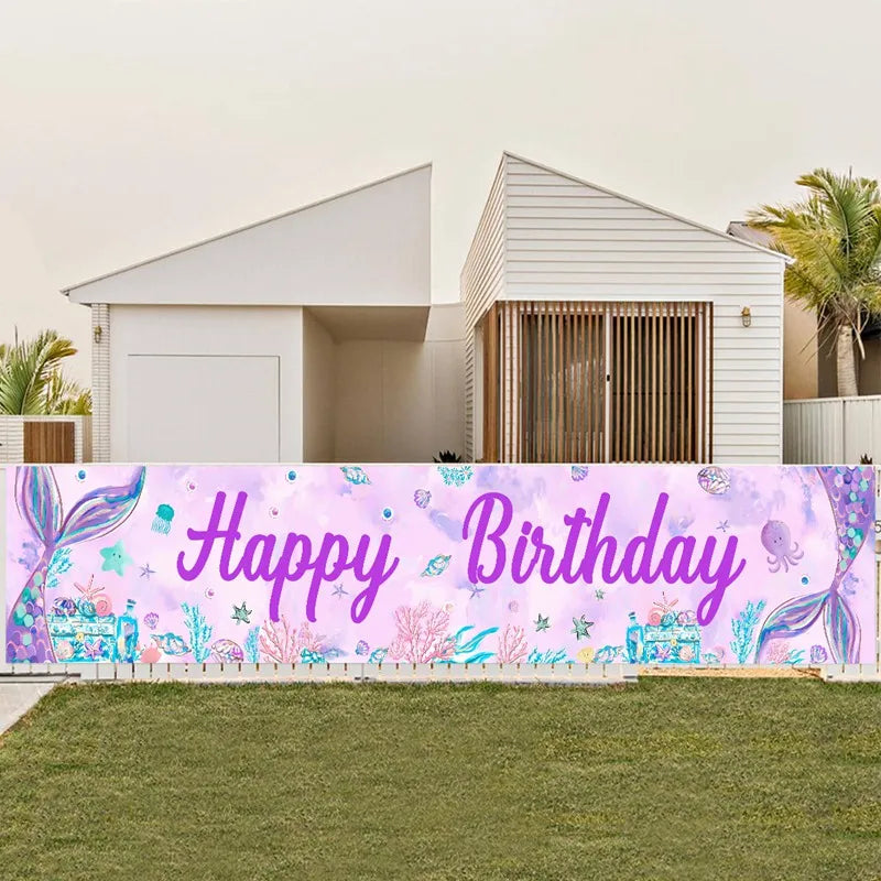Mermaid-Themed Party Hanging Banner – Under the Sea Birthday and Baby Shower Decoration - Home Fads