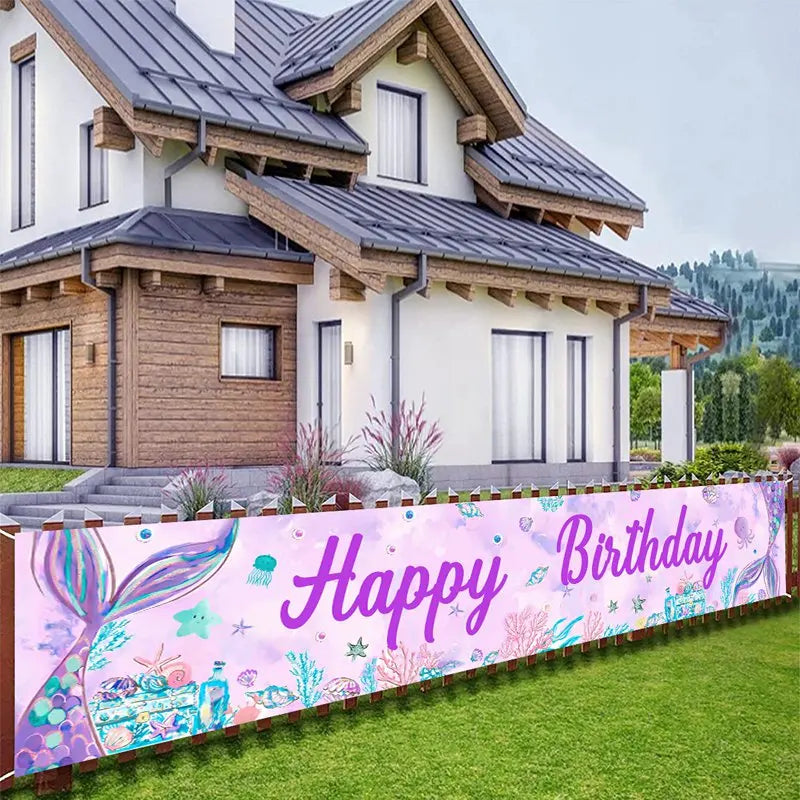 Mermaid-Themed Party Hanging Banner – Under the Sea Birthday and Baby Shower Decoration - Home Fads