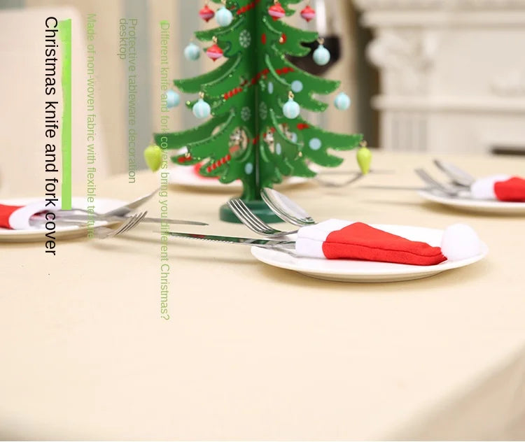 Mini Holiday Hat Cutlery Holders – Festive Covers for Forks, Knives & Spoons – Packs of 5, 10, 20, 30, 50 for Seasonal Parties & Celebrations - Home Fads