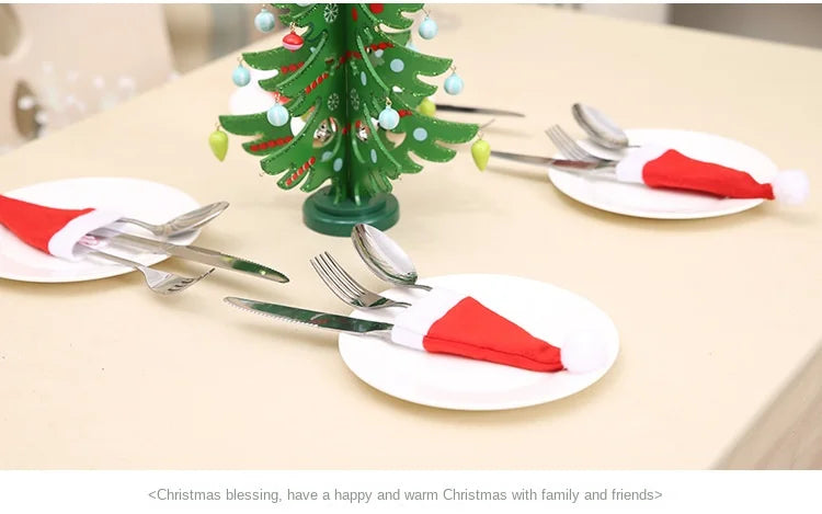 Mini Holiday Hat Cutlery Holders – Festive Covers for Forks, Knives & Spoons – Packs of 5, 10, 20, 30, 50 for Seasonal Parties & Celebrations - Home Fads