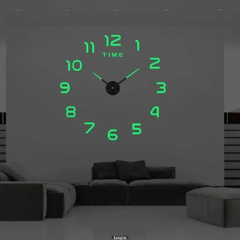 Modern Large Wall Clock - 3D DIY Quartz Acrylic Mirror Stickers - 48 Inch - Home Fads