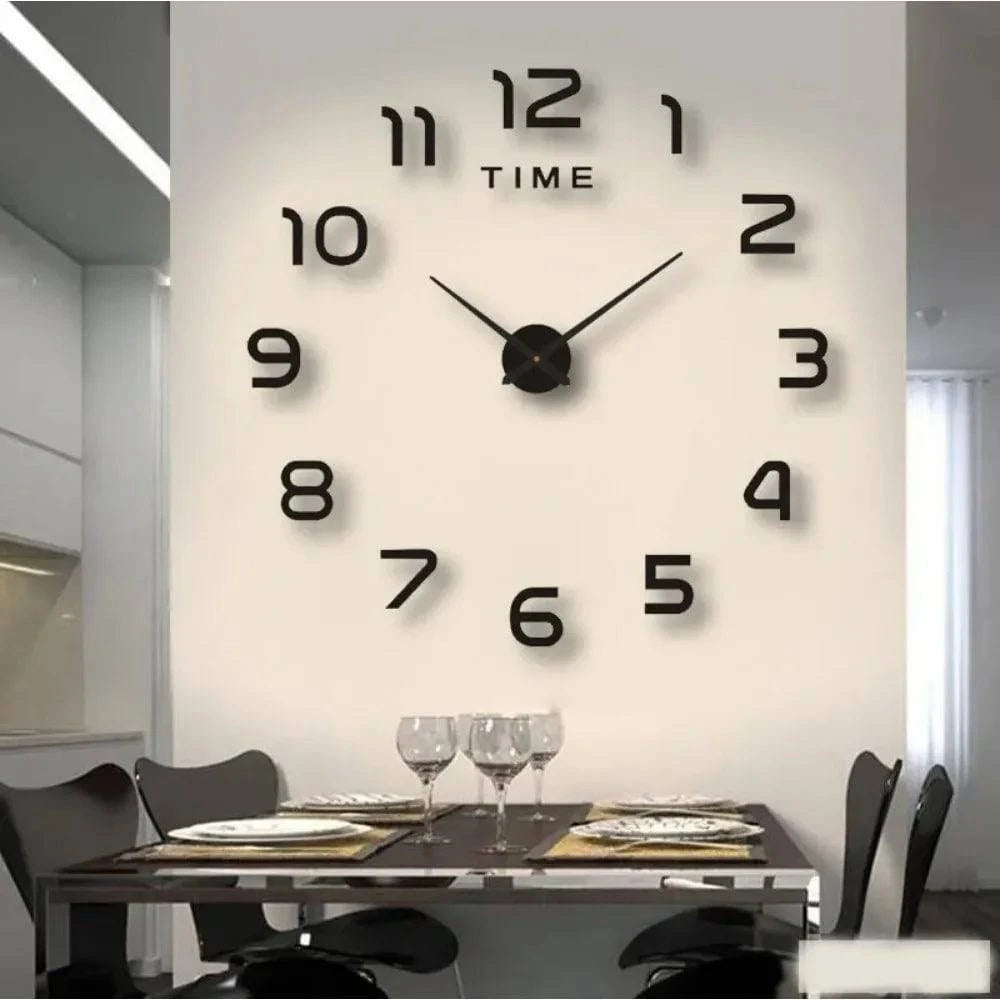 Modern Large Wall Clock - 3D DIY Quartz Acrylic Mirror Stickers - 48 Inch - Home Fads