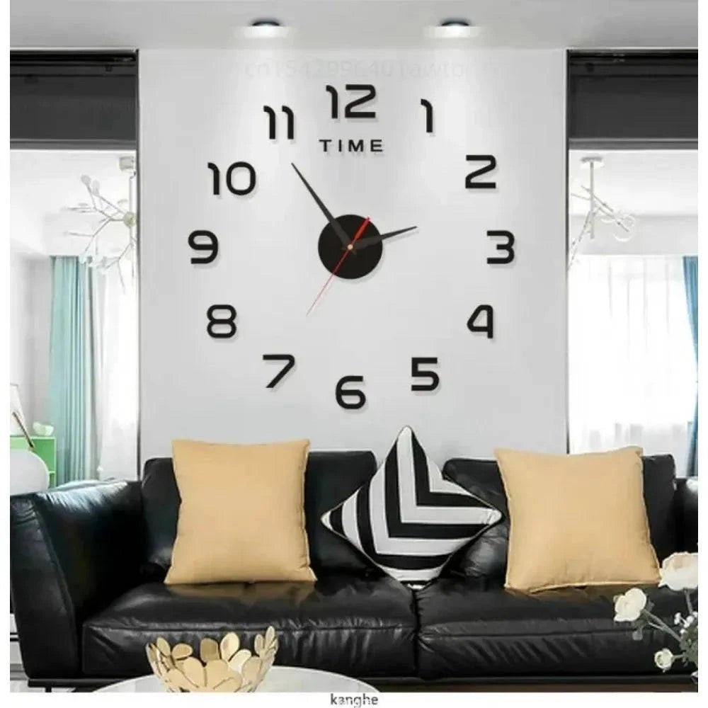 Modern Large Wall Clock - 3D DIY Quartz Acrylic Mirror Stickers - 48 Inch - Home Fads