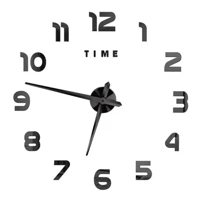 Modern Large Wall Clock - 3D DIY Quartz Acrylic Mirror Stickers - 48 Inch - Home Fads