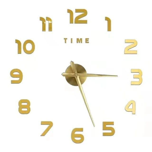 Modern Large Wall Clock - 3D DIY Quartz Acrylic Mirror Stickers - 48 Inch - Home Fads