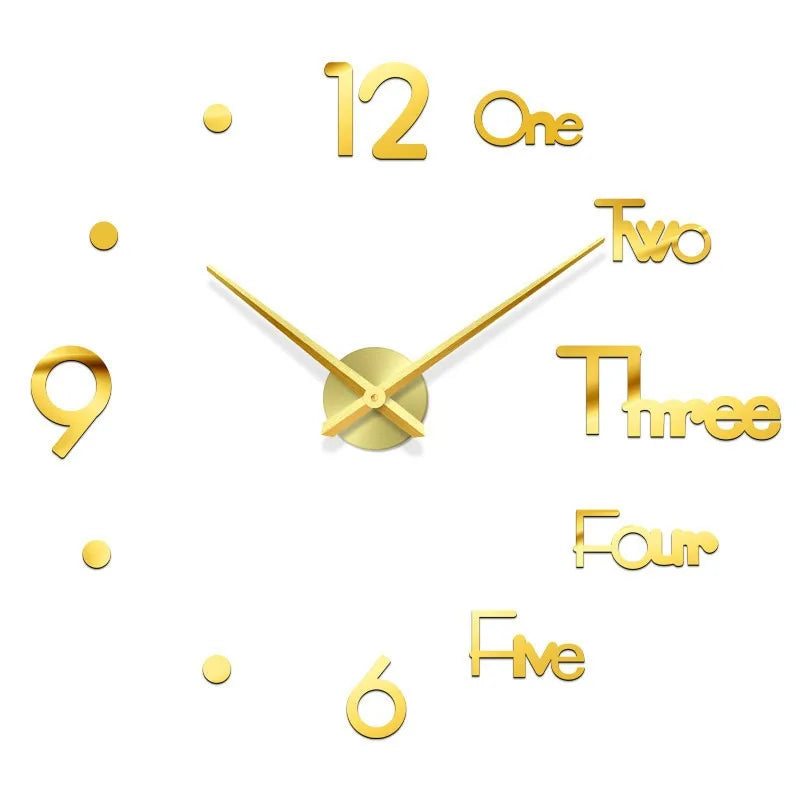 Modern Large Wall Clock - 3D DIY Quartz Acrylic Mirror Stickers - 48 Inch - Home Fads