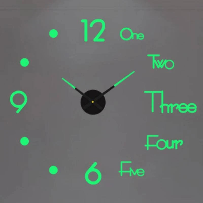 Modern Large Wall Clock - 3D DIY Quartz Acrylic Mirror Stickers - 48 Inch - Home Fads
