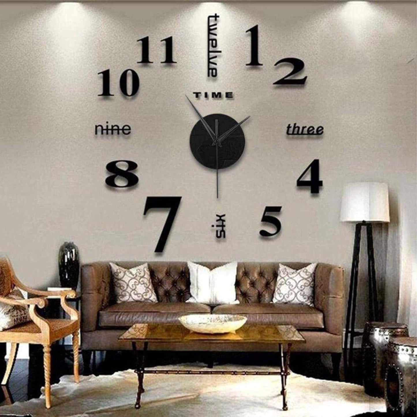 Modern Large Wall Clock - 3D DIY Quartz Acrylic Mirror Stickers - 48 Inch - Home Fads