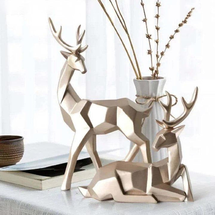 Modern 3D Deer Sculpture - 2 Pcs Elegant Table Decor for Home and Office - Home Fads