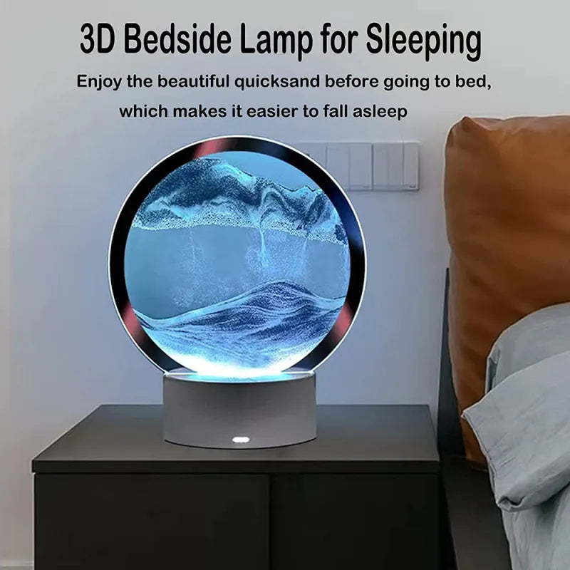 Multifunctional LED RGB Sand Table Lamp: 3D Moving Art Frame, Night Light, and Hourglass with 16 Colors - Remote Controlled - Home Fads