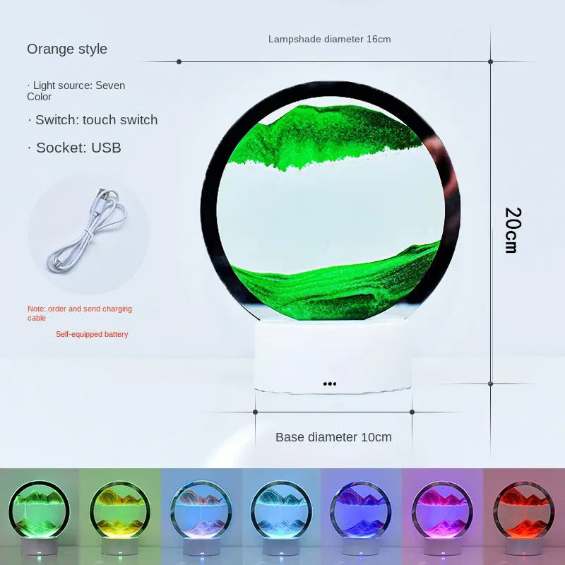 Multifunctional LED RGB Sand Table Lamp: 3D Moving Art Frame, Night Light, and Hourglass with 16 Colors - Remote Controlled - Home Fads