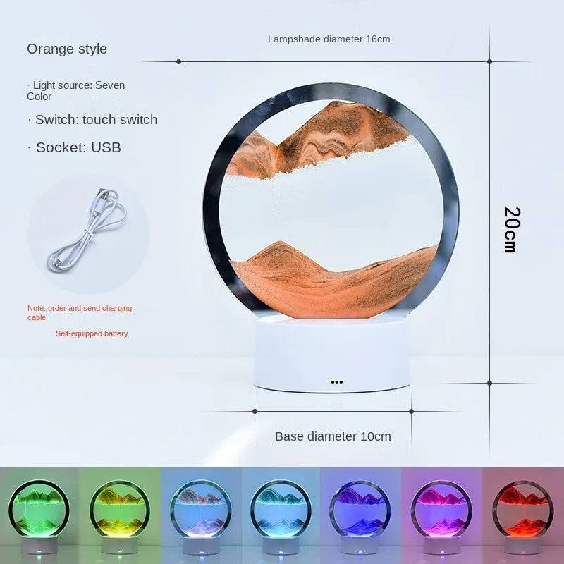 Multifunctional LED RGB Sand Table Lamp: 3D Moving Art Frame, Night Light, and Hourglass with 16 Colors - Remote Controlled - Home Fads