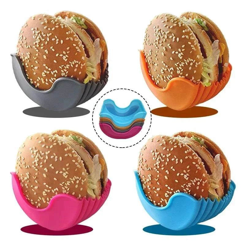 Neat Burger Eating Solution - Mess-Free Reusable Silicone Burger Holder Stand - Home Fads